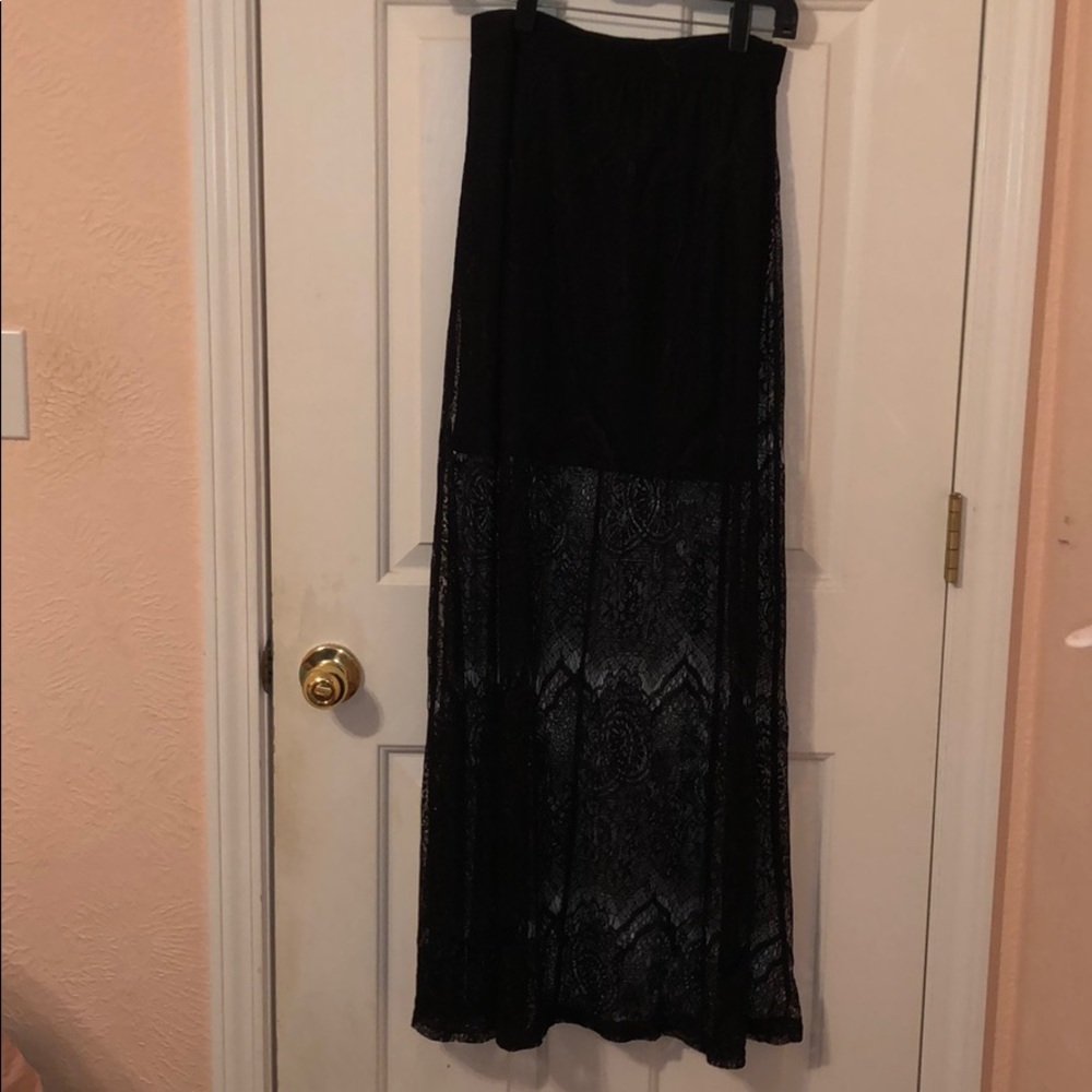 Long Black Laced Maxi Skirt
